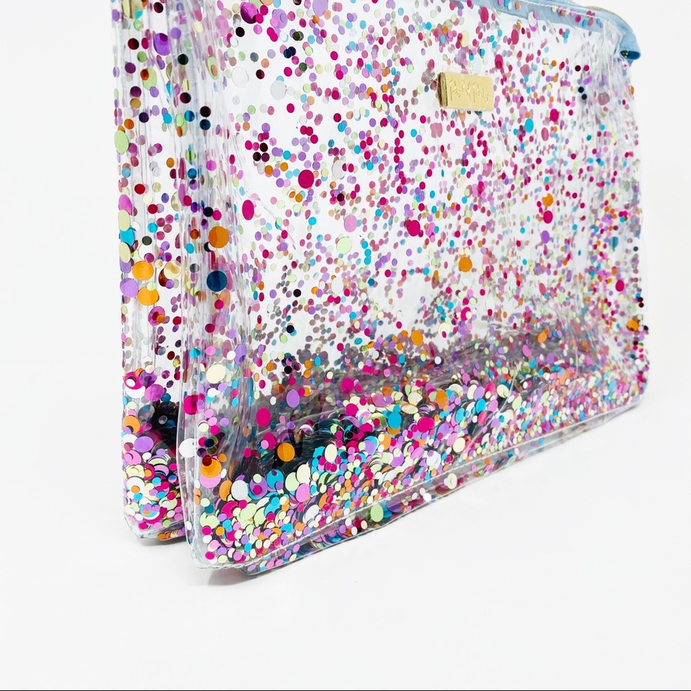 Confetti Glitter Biggie Cosmetic Zip Bag Travel - Picture 4 of 6